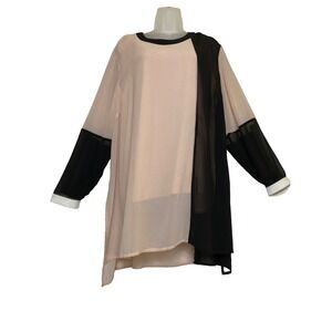 Calvin Klein Women's‎ Plus Size 1X Sheer Colorblock Tunic Top Classic Feminine